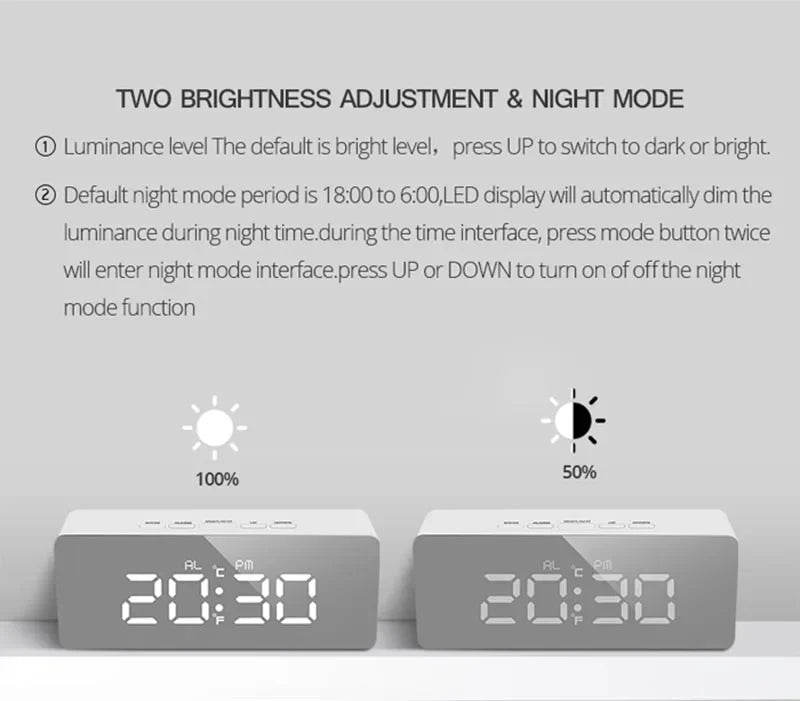 Digital Alarm Clock LED Electronic Desktop Clock with Temperature for Bedroom Home Office Teens Kids