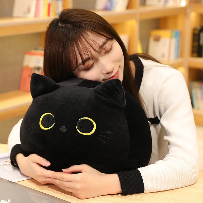 10/30CM Cute White Black Cat Plush Toys Soft Pillow Kawaii Kitten Cat Cartoon Stuffed Animals Cushion Decoration Pendant Gift