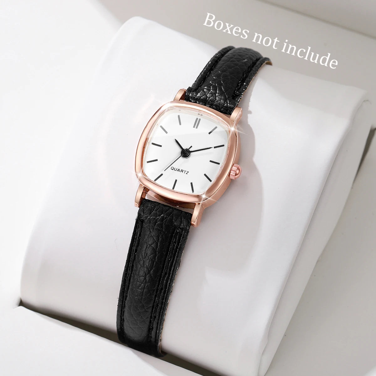Fashion Minimalism Women Watches Small Square Dial Leather Strap Quartz Watch for Girls Clock（Without Box）