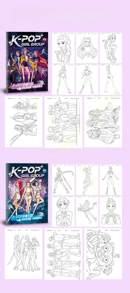 Stress Relief Coloring Book Cute Anime Girls 36/56 Pages Relaxing Activity Book for Adults Kids Birthday Gifts