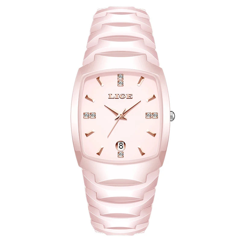 LIGE New Ladies Waterproof Watch Luxury Ceramic Braceletz Women Watches Creative Fashion Original Elegant Quartz Wristwatch Gift