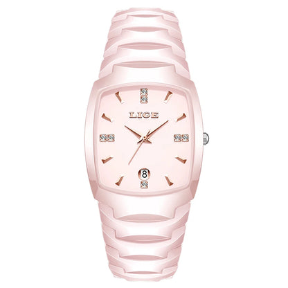 LIGE New Ladies Waterproof Watch Luxury Ceramic Braceletz Women Watches Creative Fashion Original Elegant Quartz Wristwatch Gift