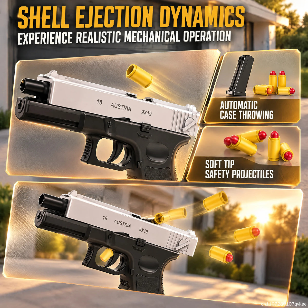 Tactical simulation toy gun model, shell ejection soft foam dart launcher, manually operated launcher