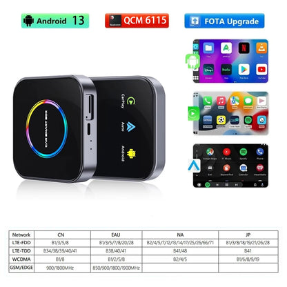 3in1 Ai Box 4G For apple android auto wireless carplay adapter Adaptor For netflix Youtube 4k Ai Box android 13 8+128G WIFI