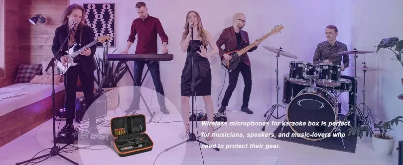 Wireless Microphone Case for JBL Wireless Two Microphone System Universal Handheld Dual Mic Travel Bag for Singing Karaoke