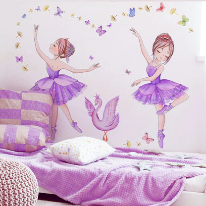 Ballet Girl Vinyl Child Wall Stickers For Baby Kids Room Decoration Adhesive Wallpaper Bedroom Accessories Room Decor Wall Art