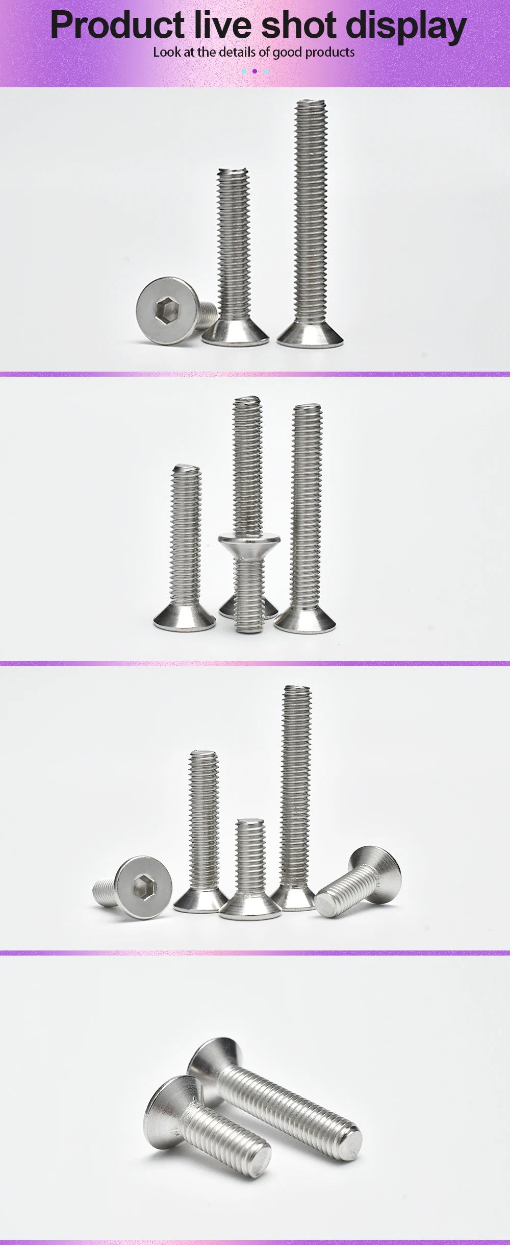 304 Stainless Steel DIN7991 Countersunk Head Hex Socket Screws Bolt Allen Thread Machine Metal Screws M2 M2.5 M3 M4 M5 M6 M8 M10