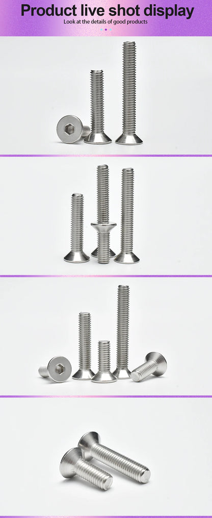 304 Stainless Steel DIN7991 Countersunk Head Hex Socket Screws Bolt Allen Thread Machine Metal Screws M2 M2.5 M3 M4 M5 M6 M8 M10
