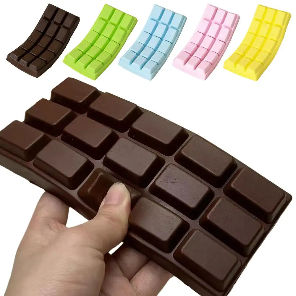 PU Soft Simulated Chocolate Squeeze Toy - Slow Rebound Stress Reliever for Office, Hand Relaxation, Desk Decor Gift