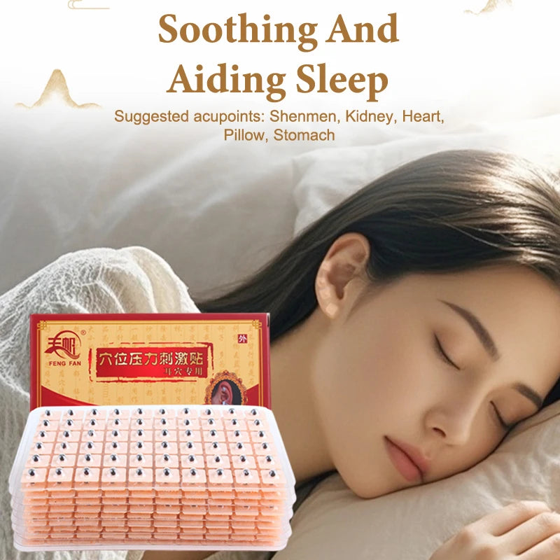 600 Patches Ear Care Red Bianstone Ear Acupuncture Massage Therapy Needle Patch Seeds Sticker Auricular Auriculotherapy Kit