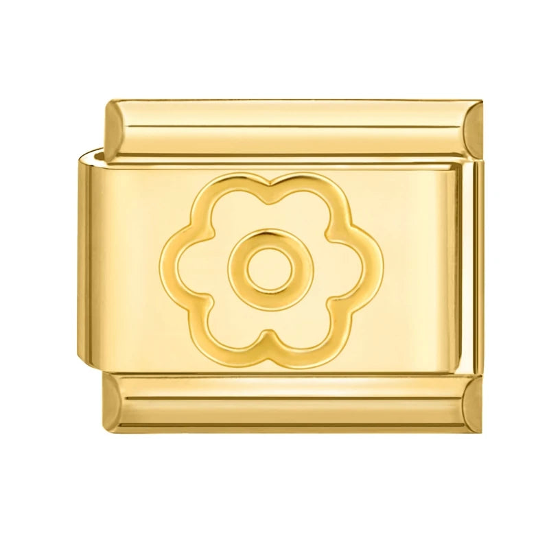 Fashion Women Men Gold Color Heart Butterfly Flower Italian Charm Link Fit 9mm Stainless Steel Bracelet DIY Jewelry
