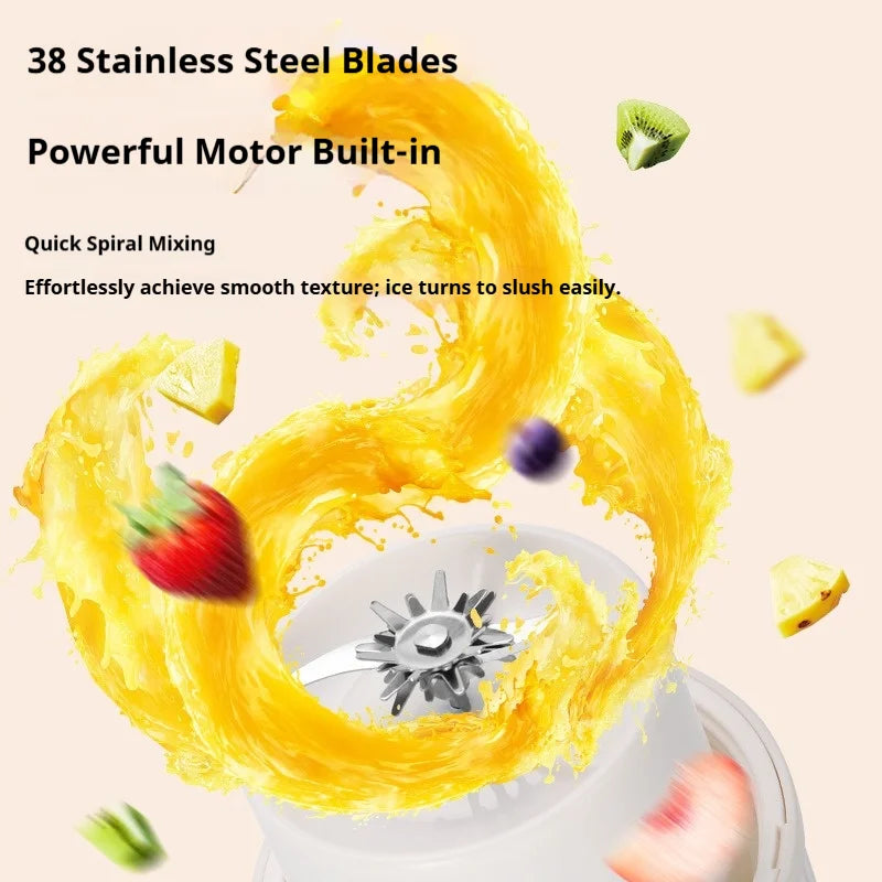 Wireless Rechargeable Portable Juicer Cup, Multifunctional Mini Smoothie Blender Supports Ice Crushing for Home Outdoor