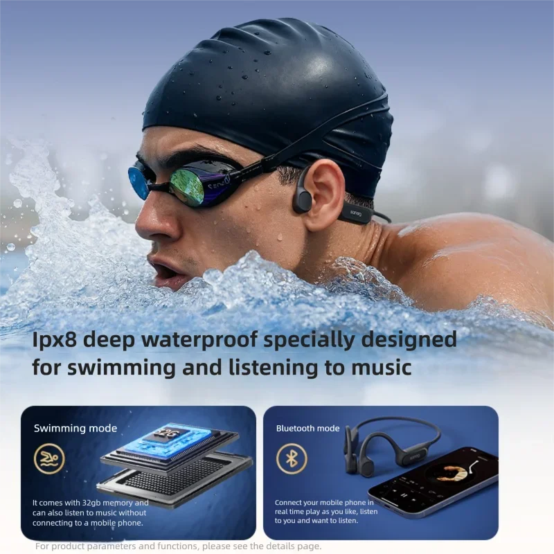 Sanag Bone Conduction Bluetooth Earphone 32GB Memory IPX8 Swimming Headphones Flash-sale Wireless Headset MP3 Earbuds