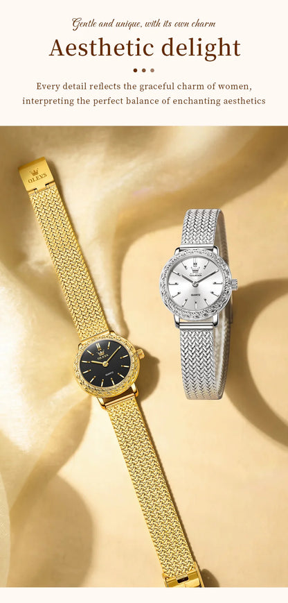 OLEVS 5643 Watches for Women Top Brand Ladies Dress Quartz Watch Steel Mesh Strap Waterproof Fashion Original Women's Wristwatch