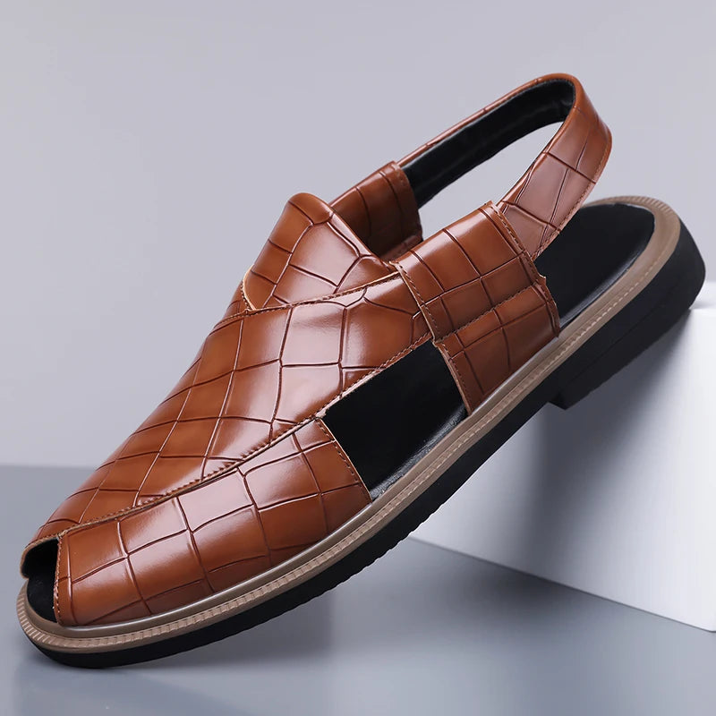 Men's Summer Breathable Soft-Soled Roman Sandals Anti-Slip Comfortable Slip-On Casual Covered-Toe Shoes-2021