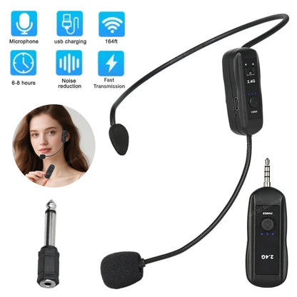 2.4G Head-mounted Wireless Microphones Headset Transmitter with Receiver For Voice Amplifier Speaker Teaching Tour Guide
