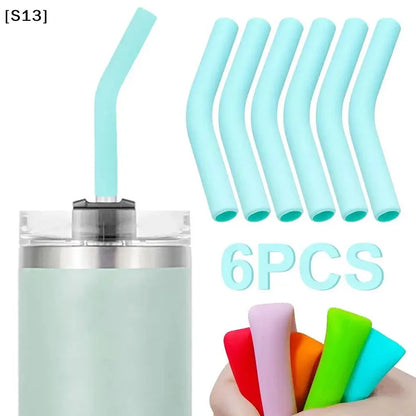 6Pcs/Set Soft Silicone Straw Covers Straws Tips Covers Fit For 9mm Wide Reusable Stainless Steel Straw Nozzles[Q]Q@