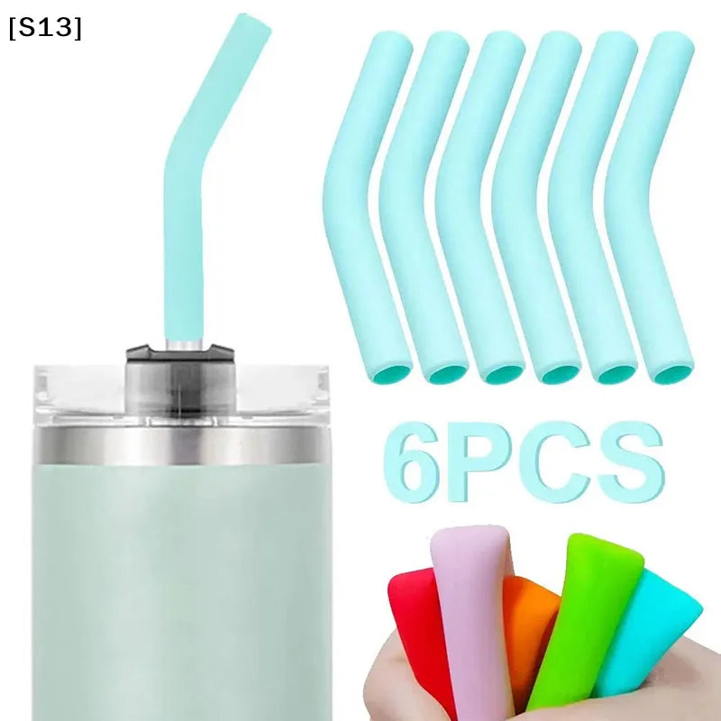 6Pcs/Set Soft Silicone Straw Covers Straws Tips Covers Fit For 9mm Wide Reusable Stainless Steel Straw Nozzles[Q]Q@