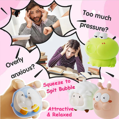 NEW Cute Animal Spitting Bubbles Squish Squeeze Toy, Anxiety Stress Relief Toys For Children and Adults, Birthday Christmas Gift