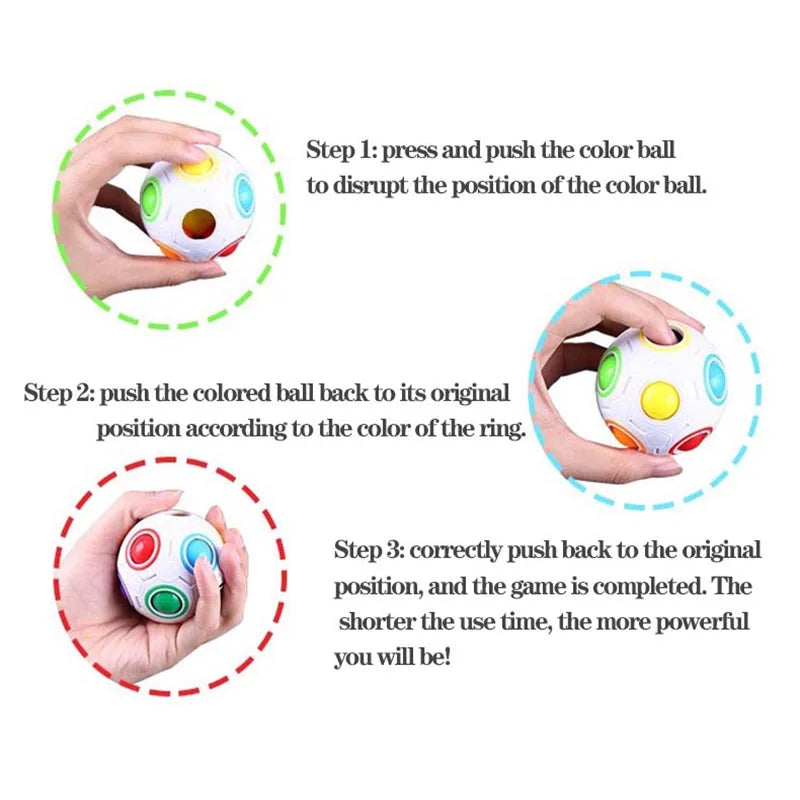 Magic Rainbow Puzzle Ball Cube Speed Ball Fun Brain-training Stress Reliever Fidget Ball Toy Christmas for Kids And Adults