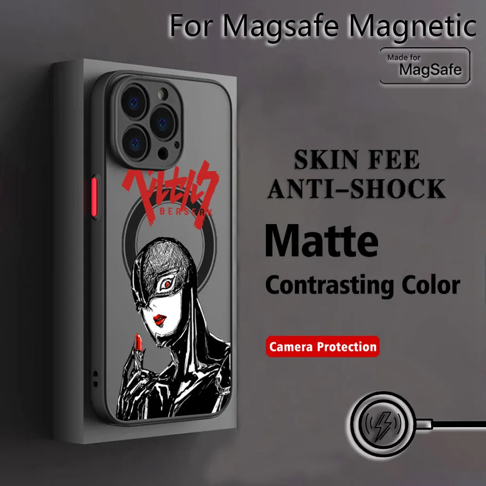 Hot Anime B-BerserkS Cool Phone Case for iPhone 17 16 15 14 13 12 11 Pro Max Mini XR XS X 7 8 Plus Matte Magnetic Back Cover