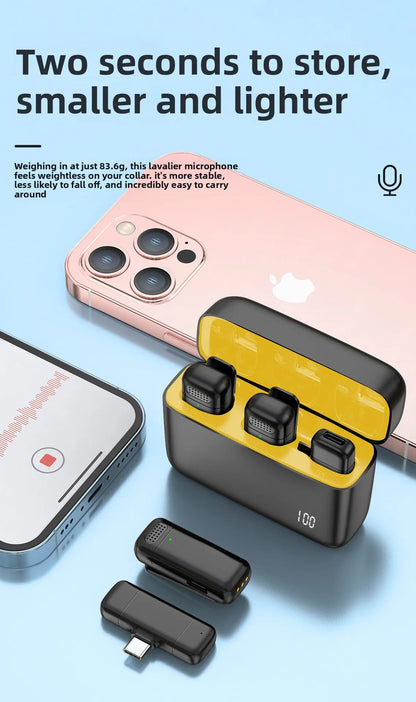 K6 Wireless Lapel Microphone 2-in-1 with Display for Vloggers Live Broadcast Studio Audio Recording Mic