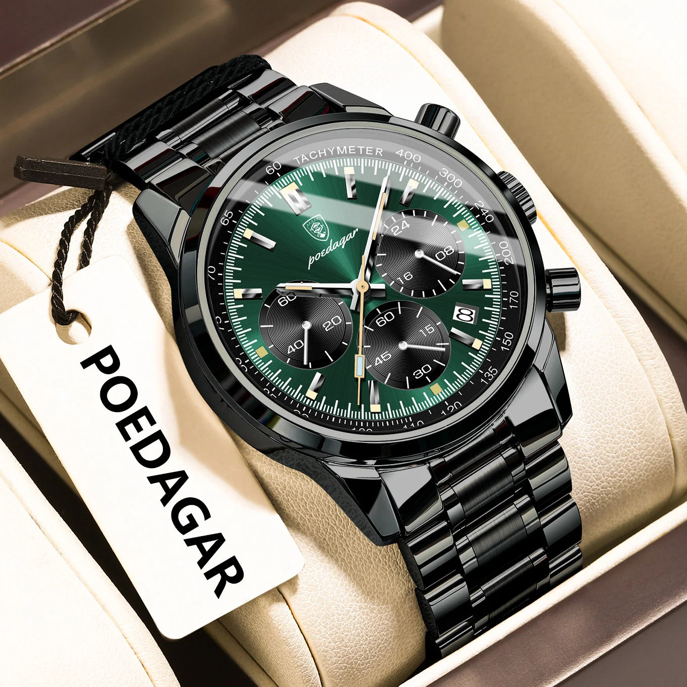 POEDAGAR Luxury Fashion Men Wristwatch Waterproof Luminous Chronograph Date Man Watch Stainless Steel Sport Quartz Men's Watches