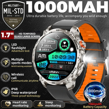 T-Rex 3 Military 1000mAh Super Capacity Battery Men Smart Watch 1.75" HD Screen Call 5ATM Waterproof Sport Smart Watches For Men