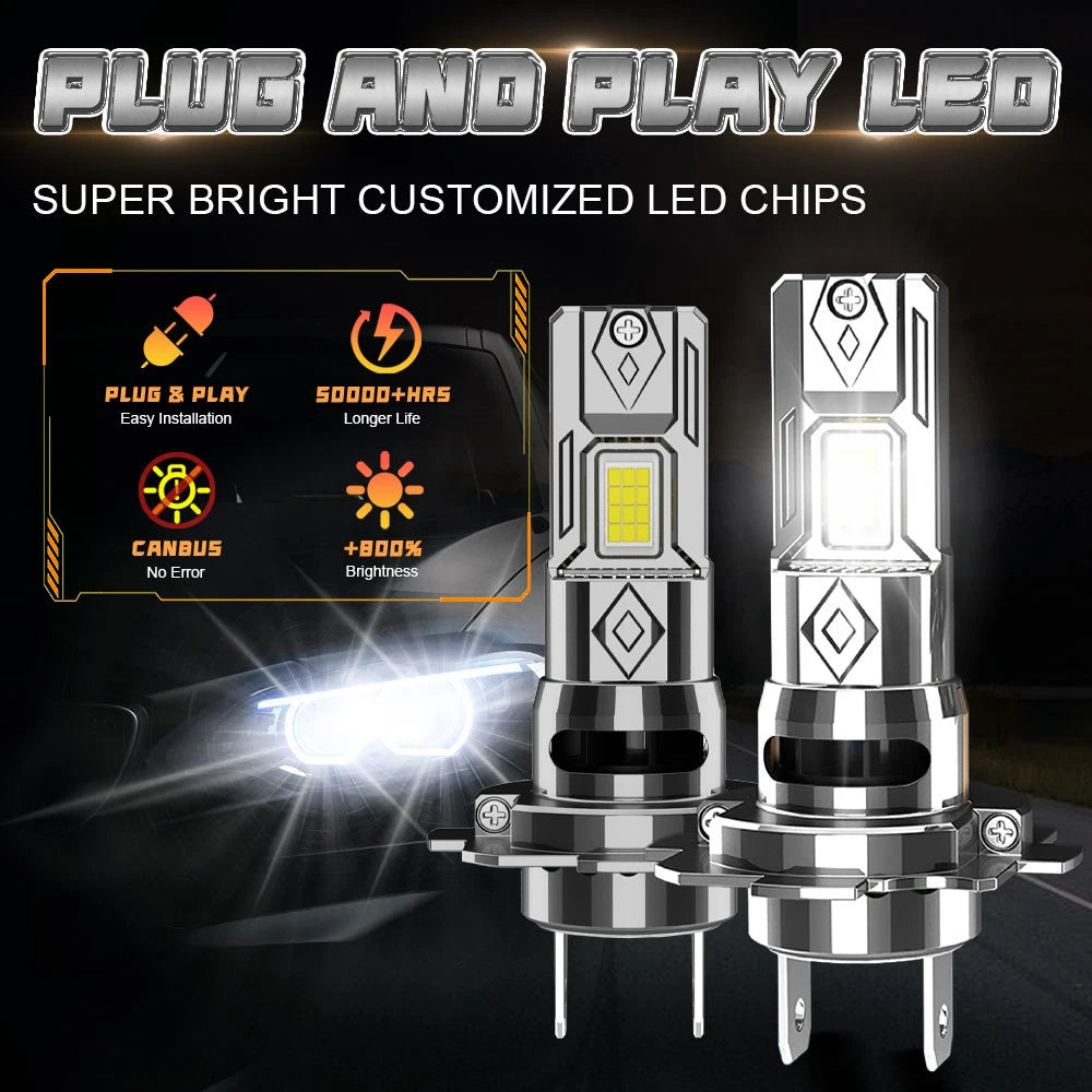 H7 Led CANBUS Headlight Bulbs 1500W Super Bright Wireless Turbo Fan Diode Lights for Car Ampoule LED H7 Automobile Fog Lamps