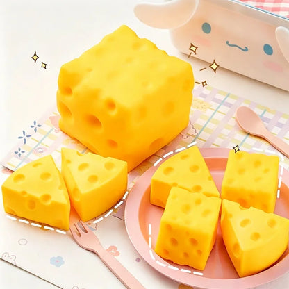 Kawaii Cheese Squishy Toy Stress Relief Fidget Toy, Soft Squeeze Cheese Block for Desk Decor, Anxiety Relief Sensory Toy for Adu