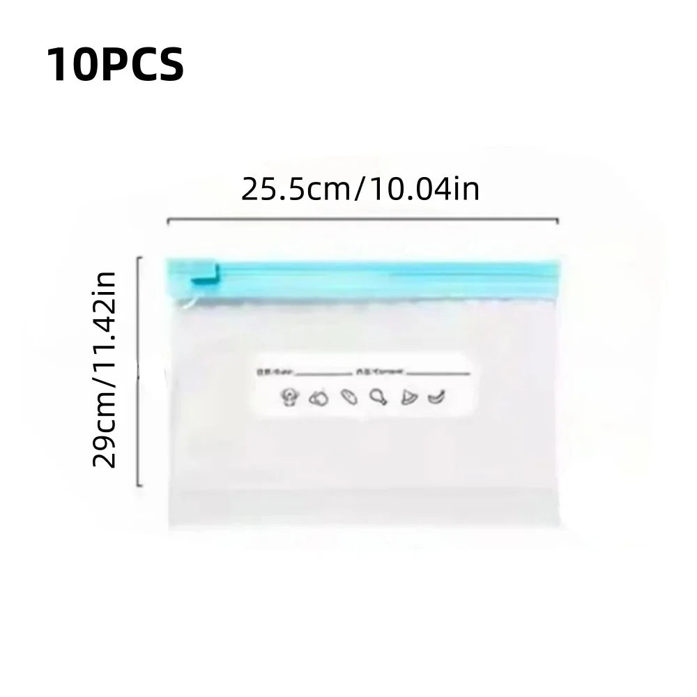 3 Sizes Food Grade Reusable Fresh Keeping Bags Zip Lock Seal Stand Up Storage Bags for Fridge Food Organization For Home Fridge