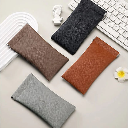 Litchi Magnetic Automatic Closing Glasses Bag Men Women Fashion Portable Soft PU Leather Reading Sunglasses Protective Pouch