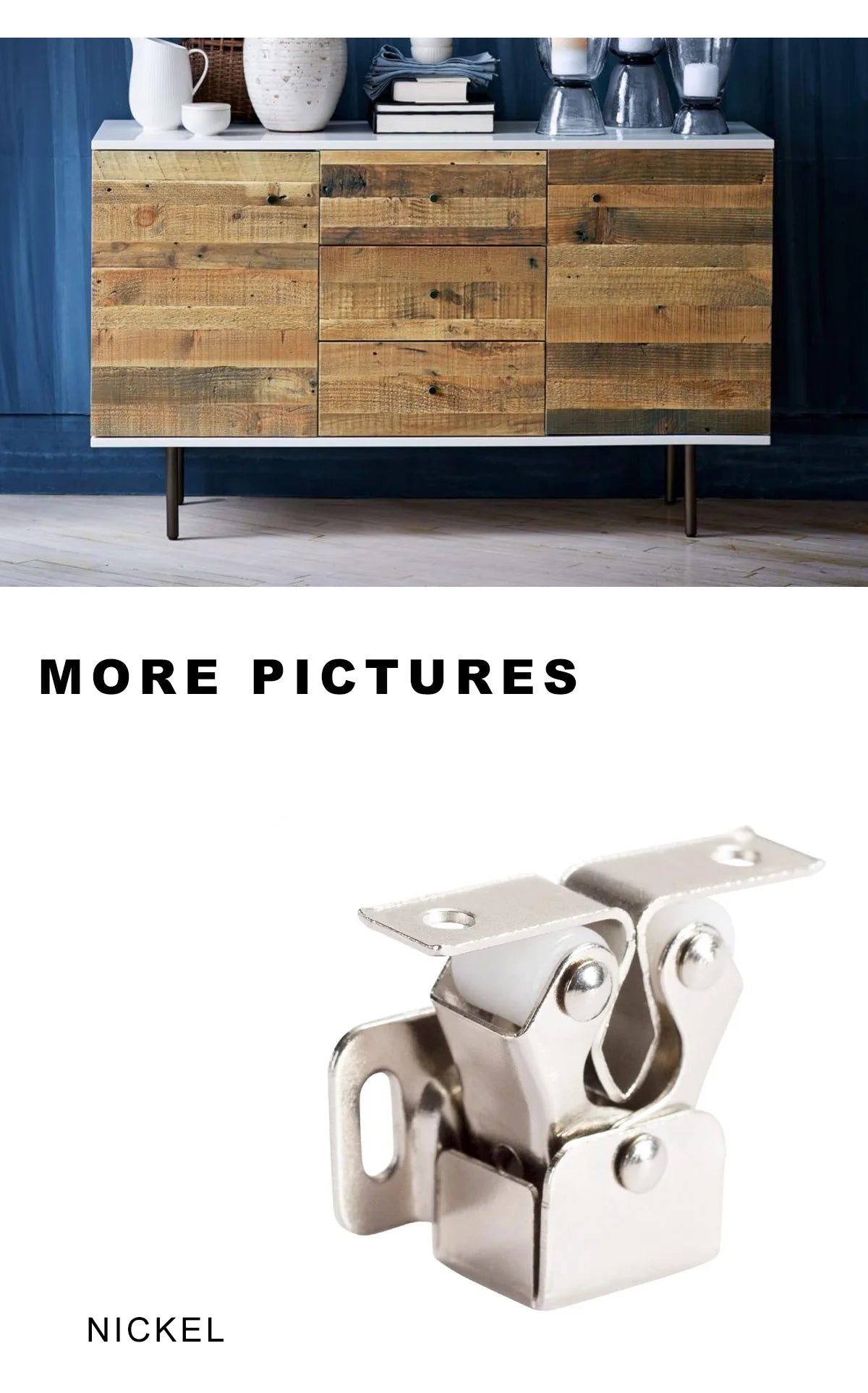Furniture Door Stoppers Antique Copper Color Cupboard Cabinet Door Roller Latch Twin Double Catches with Striker and Free Screws