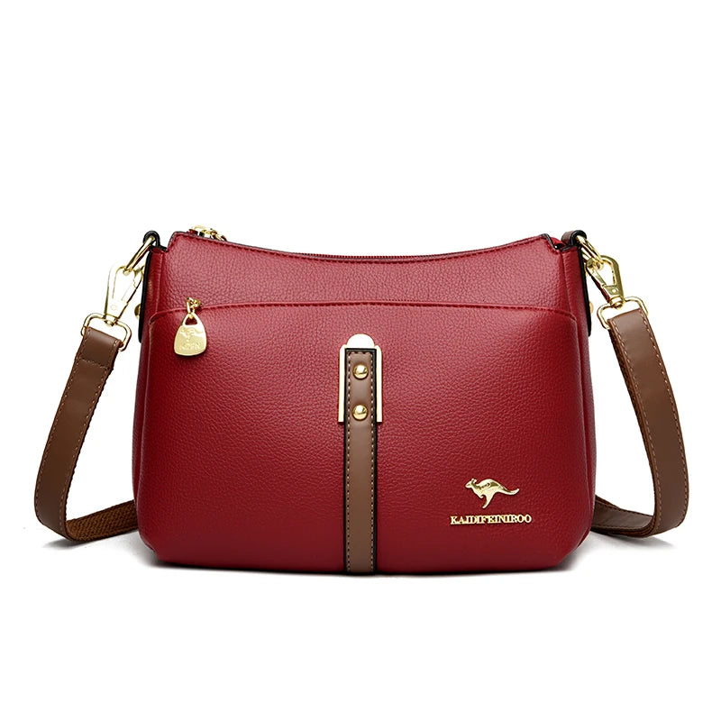 Brand Design Three Layers Fashion Shoulder Messenger Bags Luxury Soft Leather Crossbody Sac Quality Small Handbags and Purses