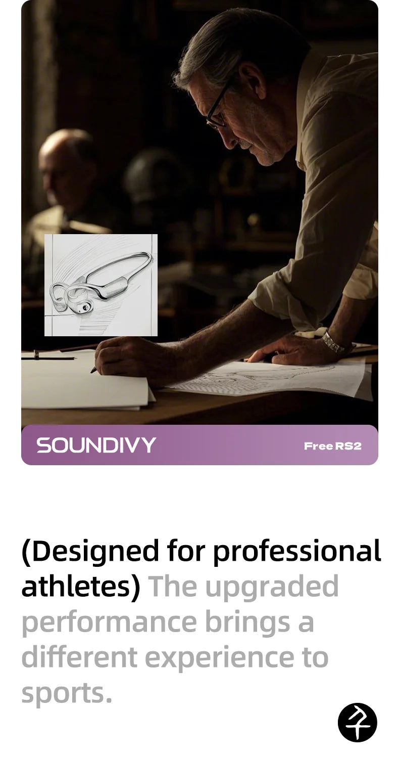 Słuchawki douszne douszne SOUNDITY RS2 z przewodnictwem kostnym, 32 GB pamięci, IPX6, odporne na pot, do biegania i jazdy na rowerze
