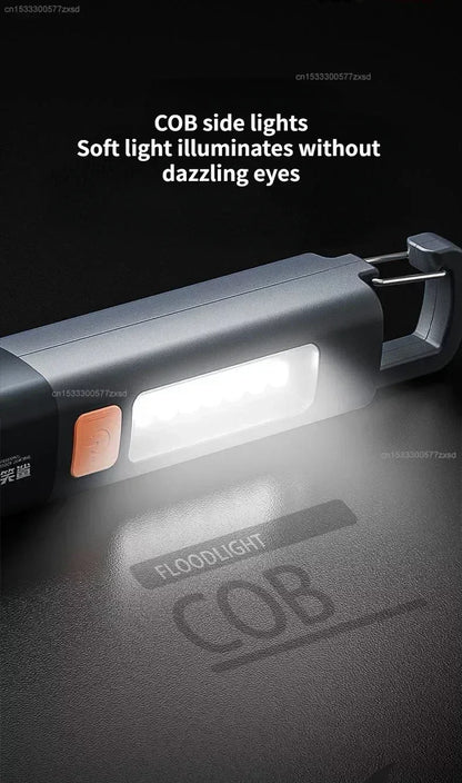 Mijia Outdoor Flashlight Portable Strong Light Variable Focus with Floodlight Side Lights Long Range Rechargeable Flashlight