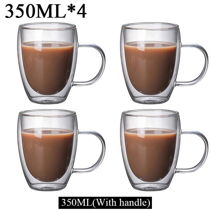 2-18PCS Double Wall High Borosilicate Glass Mug Heat Resistant Tea Milk Juice Coffee Water Cup Bar Drinkware Gift Creativity Set