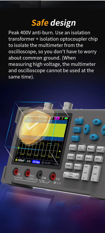 ZEEWEII DSO3D12 3.2 Inch Desktop Digital Oscilloscope 120M Bandwidth Dual Channel Multimeter and Signal generator 3 in 1
