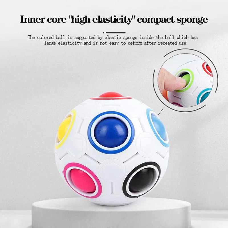 Magic Rainbow Puzzle Ball Cube Speed Ball Fun Brain-training Stress Reliever Fidget Ball Toy Christmas for Kids And Adults