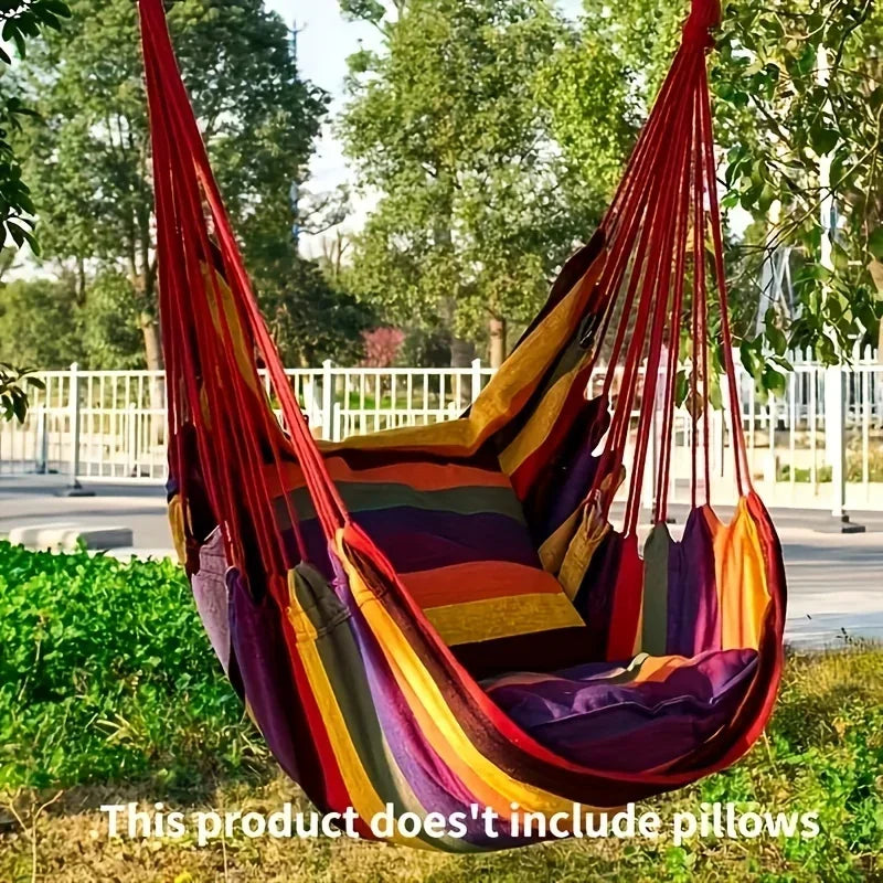 1pc Canvas Leisure Hammock Chair - Relaxing Outdoor Swing with Hanging Design, Durable Material, Indoor and Outdoor Use