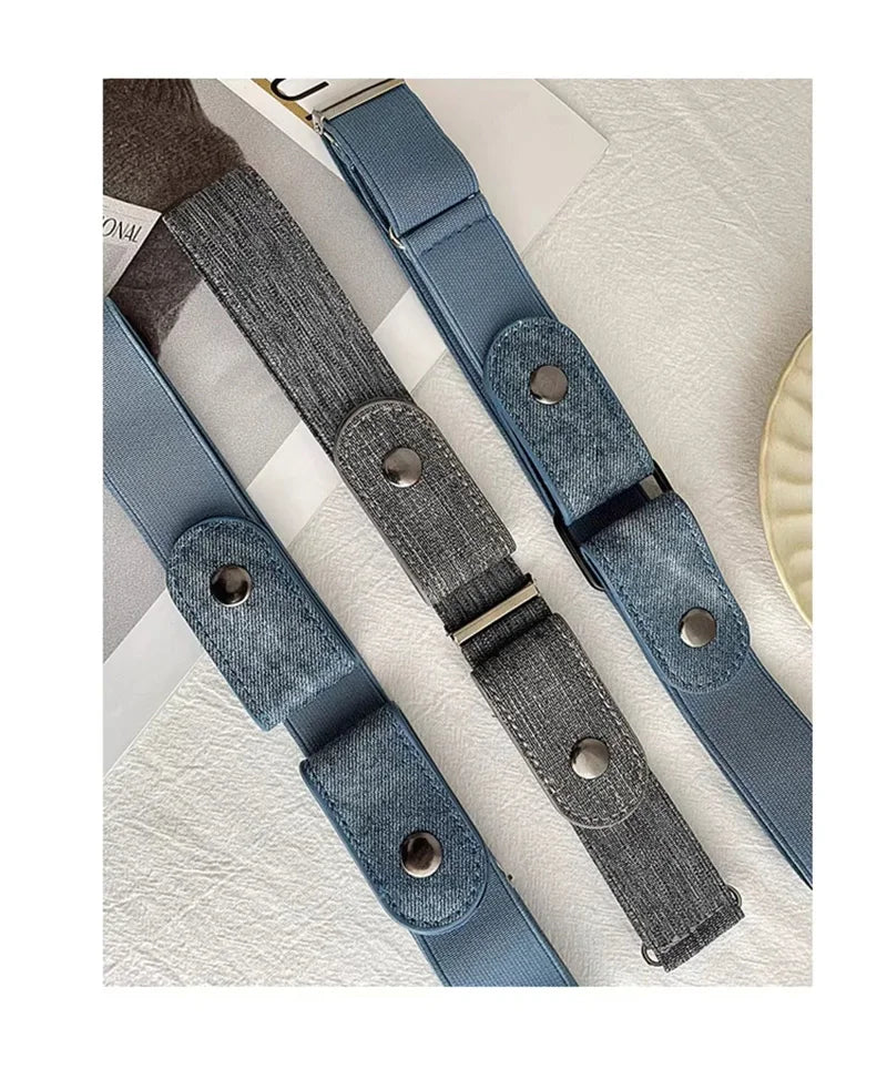 Elastic Adjustable Invisible Waist Belt Canvas Buckle-free Belt For Women Men No Buckle Easy Wear For Jeans Pants Dress