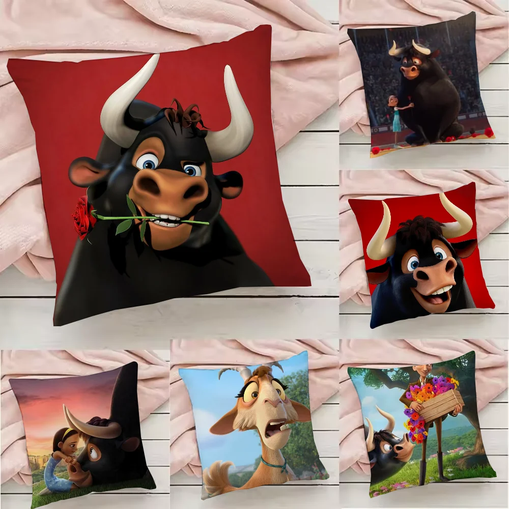 Cute Cartoon Ferdinand Pillow Case Pillowcase Anti-dustmite Pillow Invisible zipper silky short plush Sofa cushion cover