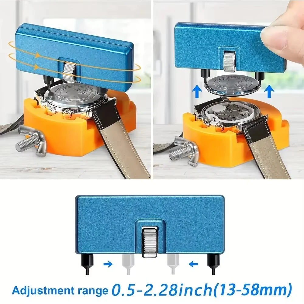 3 in 1 Watch Back Remover Tool Set Adjustable Watch Case Opener Repair Holder for DIY Watch Maintenance And Battery Replacement