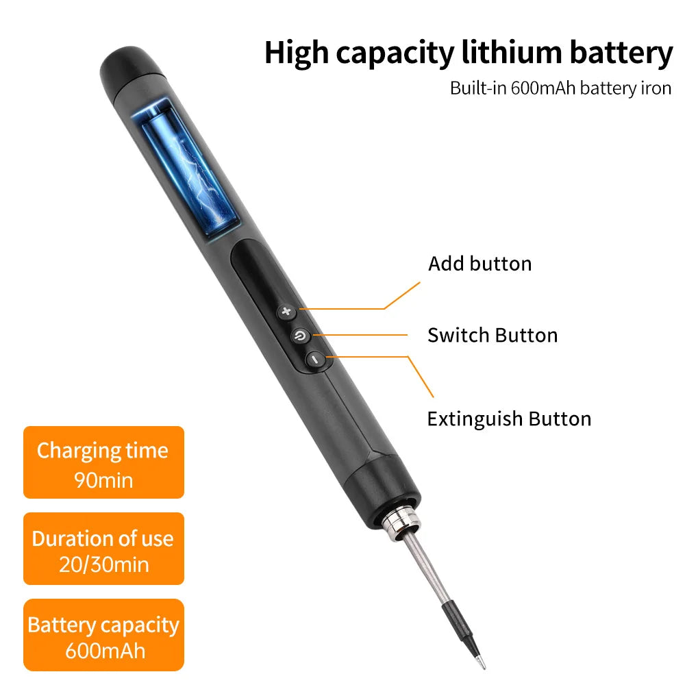 USB digital display soldering iron Type C interface mini soldering iron set 260-420 ℃ five temperature switching