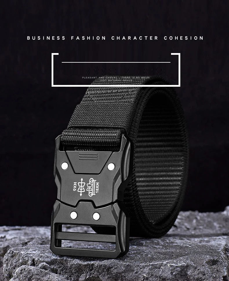 Automatic Buckle Tactical Belts Men's Woven Nylon Military Belt Durable Black Outdoor Army Hunting Golf Waist Belt