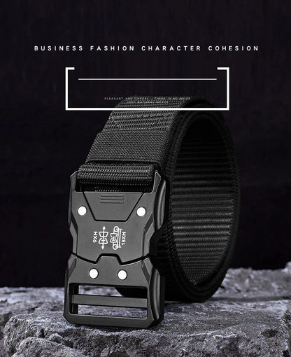 Automatic Buckle Tactical Belts Men's Woven Nylon Military Belt Durable Black Outdoor Army Hunting Golf Waist Belt