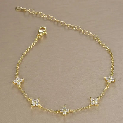 925 Sterling Silver Shiny Zircon Flower Bracelets For Women Charm Temperament Chain Bracelet Party Wedding Jewelry Holiday Gifts