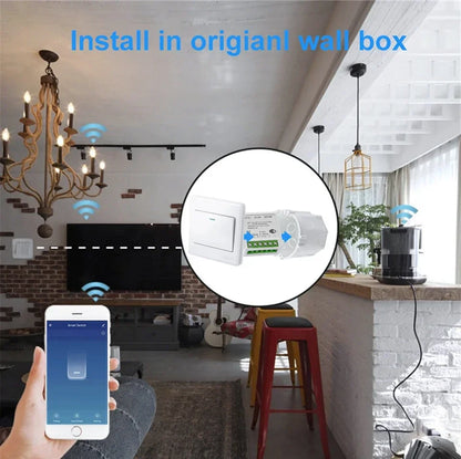 Tuya WiFi Smart Switch 16A 20A RF 433Mhz Relay Breaker Module 2-Way Control Smart Life App Remote Works with Google Home Alexa