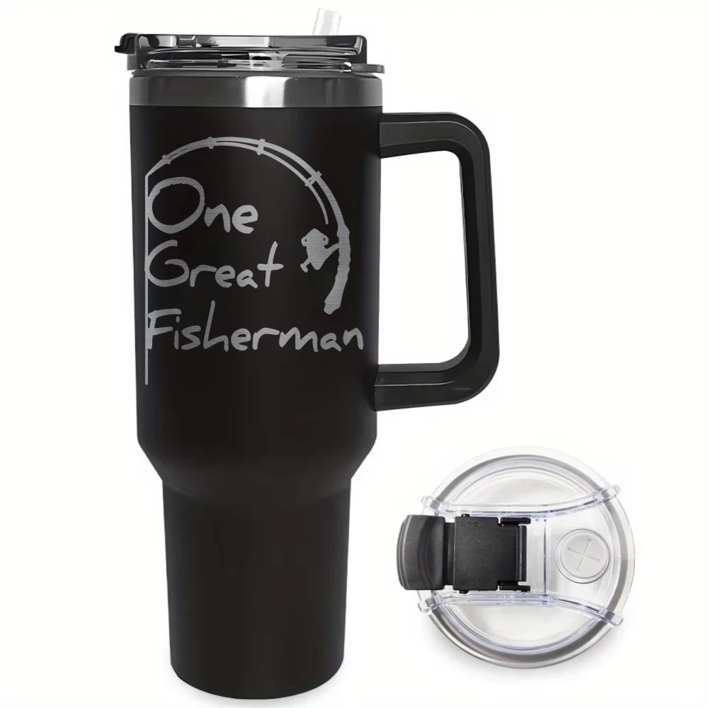1200ML Stainless Steel Thermos Cup with Straw & Handle Ice Coffee Drink Vacuum Insulated Cup Car Travel Gym Outdoor Water Bottle