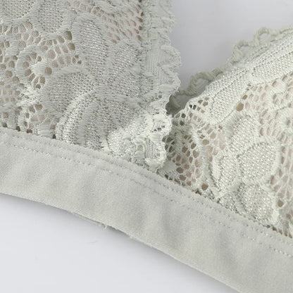Women Lace Bra And Panties Set V-neck Push Up Bralette Sexy Lingerie Low Waist Briefs Female Non-wire Brassiere Underwear Set